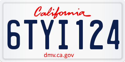 CA license plate 6TYI124