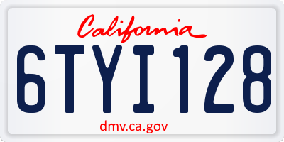 CA license plate 6TYI128