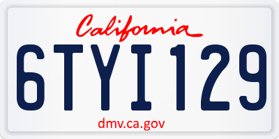 CA license plate 6TYI129