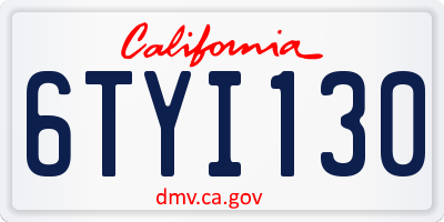 CA license plate 6TYI130