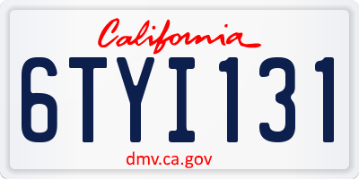 CA license plate 6TYI131