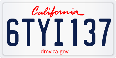 CA license plate 6TYI137