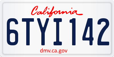 CA license plate 6TYI142