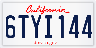CA license plate 6TYI144