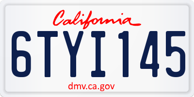 CA license plate 6TYI145