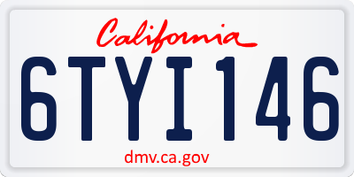 CA license plate 6TYI146