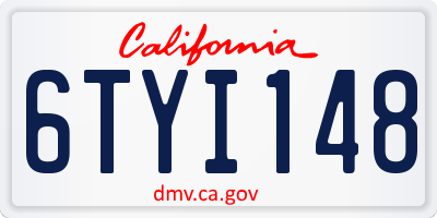 CA license plate 6TYI148