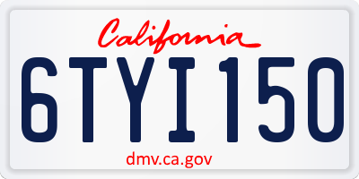 CA license plate 6TYI150