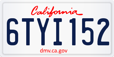 CA license plate 6TYI152