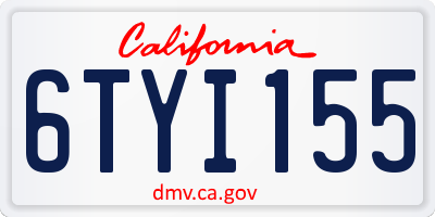 CA license plate 6TYI155