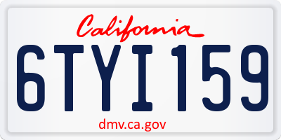 CA license plate 6TYI159