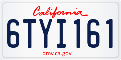 CA license plate 6TYI161