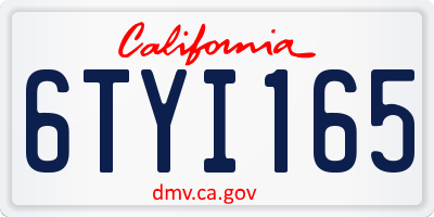 CA license plate 6TYI165