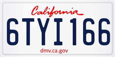 CA license plate 6TYI166