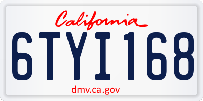 CA license plate 6TYI168