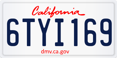 CA license plate 6TYI169