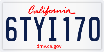 CA license plate 6TYI170