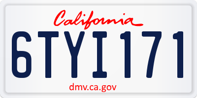 CA license plate 6TYI171