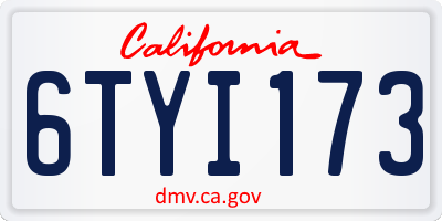 CA license plate 6TYI173