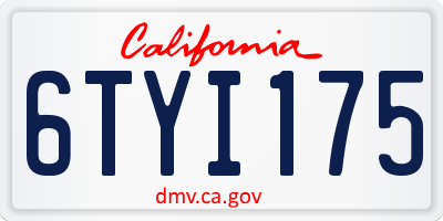 CA license plate 6TYI175