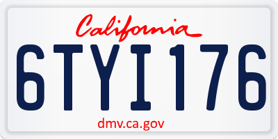 CA license plate 6TYI176