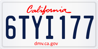 CA license plate 6TYI177