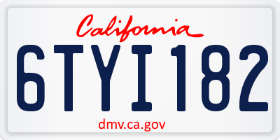 CA license plate 6TYI182