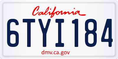 CA license plate 6TYI184