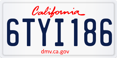 CA license plate 6TYI186
