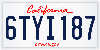 CA license plate 6TYI187