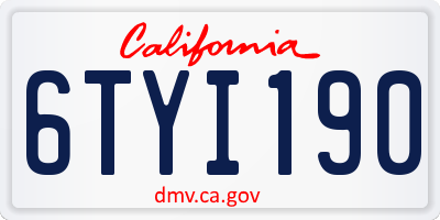 CA license plate 6TYI190