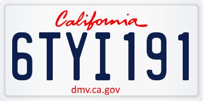 CA license plate 6TYI191