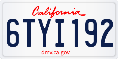 CA license plate 6TYI192