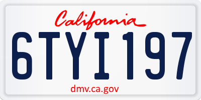 CA license plate 6TYI197