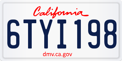 CA license plate 6TYI198