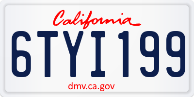 CA license plate 6TYI199