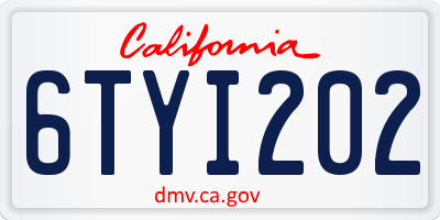 CA license plate 6TYI202