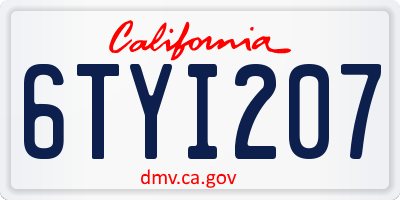 CA license plate 6TYI207