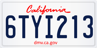 CA license plate 6TYI213