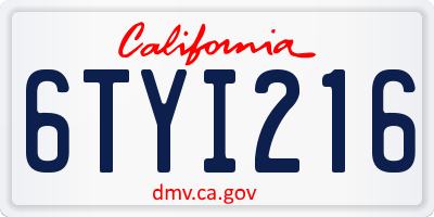 CA license plate 6TYI216