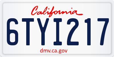 CA license plate 6TYI217