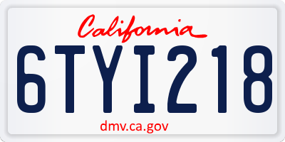 CA license plate 6TYI218