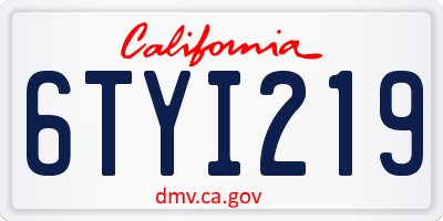 CA license plate 6TYI219