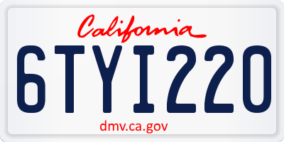 CA license plate 6TYI220