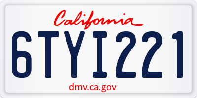 CA license plate 6TYI221
