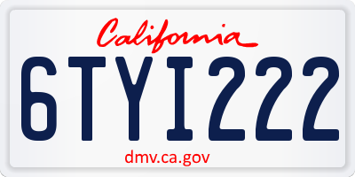 CA license plate 6TYI222