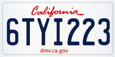 CA license plate 6TYI223