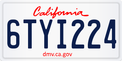 CA license plate 6TYI224