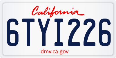 CA license plate 6TYI226