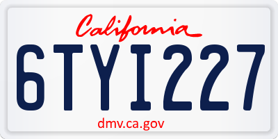 CA license plate 6TYI227